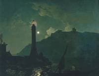 A Moonlight with a Lighthouse, Coast of Tuscany