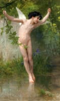 Cupid Flying over Water