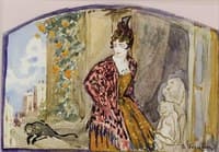 Lady on a Balcony with a Monkey