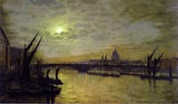 The Thames by Moonlight with Southwark Bridge, London