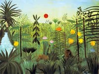 Exotic Landscape with Lion and Lioness in Africa