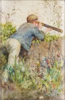 Man looking through a telescope