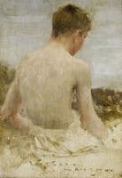 Back of a boy bather