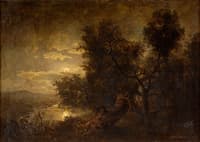 River Landscape by Moonlight