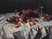 Still life with apples, a pewter jug ​​and a wine glass