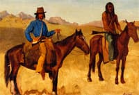 Trapper and Indian Guide on Horseback