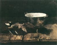 Wild duck and enamel pot