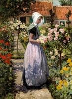 Dutch woman in a garden