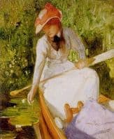 A Quiet Cove, Girl Canoeing