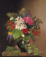 Convulvulus, Lupins, Speedwell and Fuschia in a Vase
