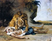 Lion Mauling a Dead Arab