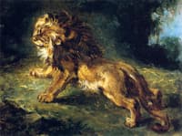 Lion Stalking Its Prey