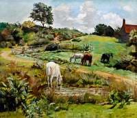 Horses Grazing in a Landscape