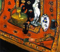 Statuette and Vases on Oriental Carpet