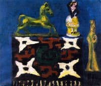 Still Life (Brass Horse, Cushion-Cover, Etc)
