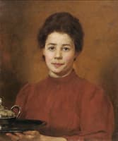 Woman in red dress