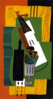 Violin, Bottle Flowers in a Glass and Eight of Spades