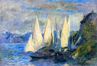 Boats with Large Sails on the Lac Léman at Meillerie in Haute-Savoie