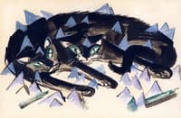 Two Reclining Black Cats