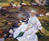 Jane Emmet de Glehn by a stream, Val d'Aosta