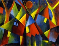 Yellow Moon over Tumbling Houses