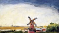 Dutch Landscape, Polder with Windmill