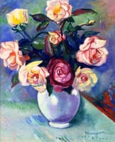 Bouquet of Roses in a White Vase