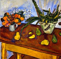 Still LIfe with Pears, Flowers and Cactus
