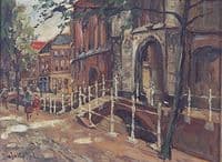 Bridge at the westside-entrance of the Old Church in Delft, Holland