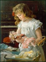 The girl plays