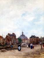 Stadsgezicht Den Haag met de Nieuwe Kerk