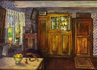 Interior of a fishing lodge