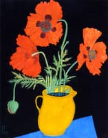 Poppies in a Yellow Pot