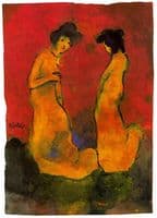 Two women in long gowns
