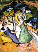 Woman in Green and Blue