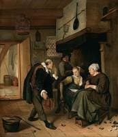 A Gallant Old Man Courting a Young Woman