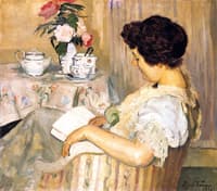 Alice Reading beside a Cup of Tea