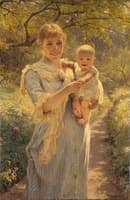 Young Mother With Her Child In The Garden