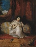 Jeune fille mauresque, assise dans un riche intérieur