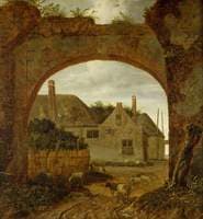 Farm Buildings Seen through an Archway