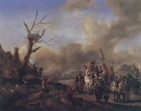 The Soldiers Squad with Sutlers and Children Plundering a Farm