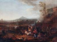 A Cavalry Skirmish in a Mountainous Landscape