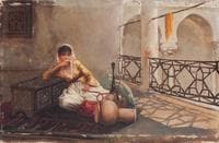 Algérienne au narguilé (Algerian Woman Smoking a Water Pipe)