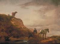 Landscape with a Grey Horse and Figures by the Wayside