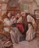Three Monks Around a Table