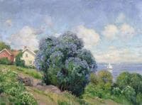 Summer Landscape with Lilac Bush