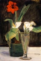 Floral Piece - Amaryllis and Calla Lilies in a Glass Vase