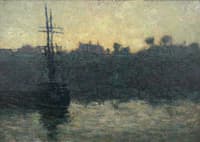 Rigged Sailing Vessel against a Quay