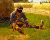 Dutch Boy Sharpening Scythe
