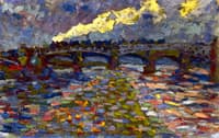 River Landscape with Bridge and Train